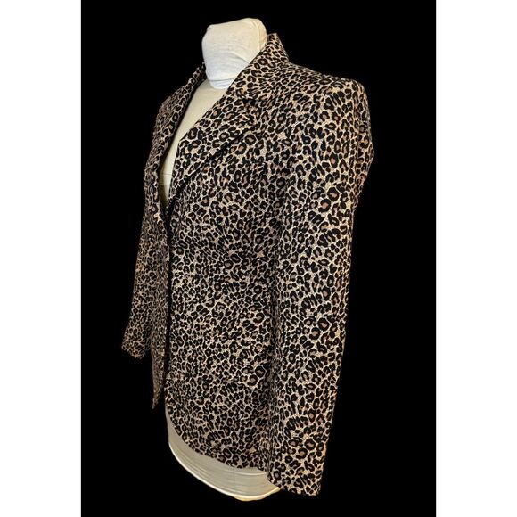 Newport News Leopard Cheetah Blazer Sz. 8 Stretch Vintage - Picture 4 of 9
